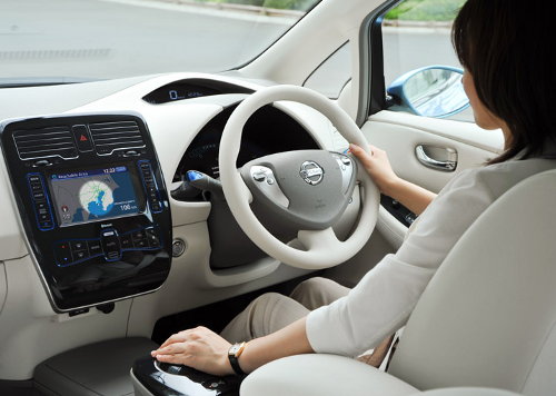 Interior of Nissan LEAF Electrical Vehicle 