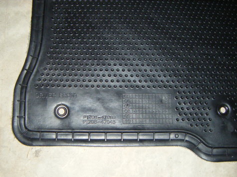 2009 Toyota Prius Floor Mat Underside - Part number PT208-47060